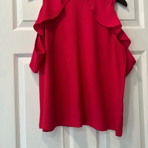 Lulu's Vibrant Pink Cold Shoulder Blouse - Picture 6 of 7